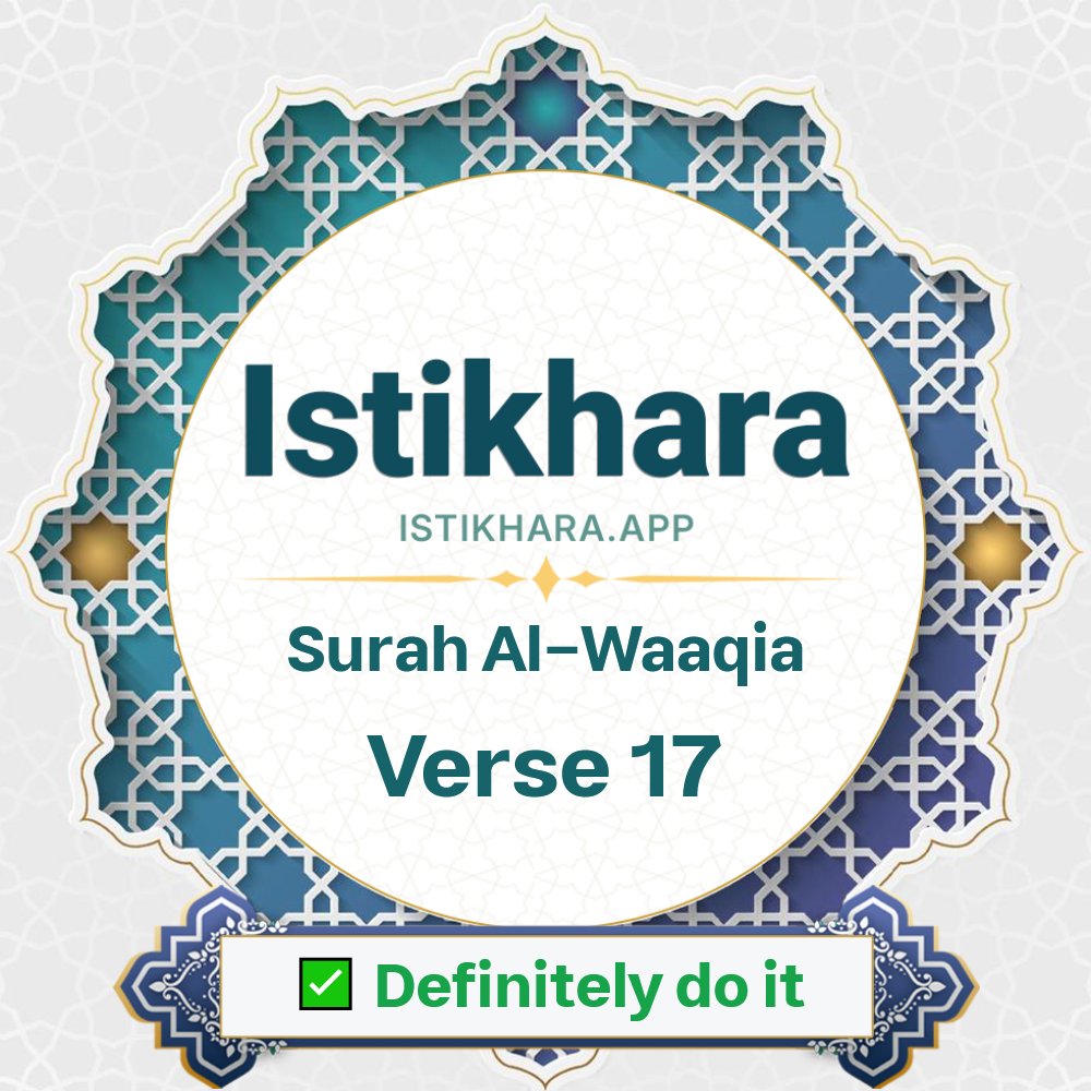 Istikhara result image for Surah 56. Al-Waaqia Ayah 17 - Al-Waaqia Surah, Ayah 17