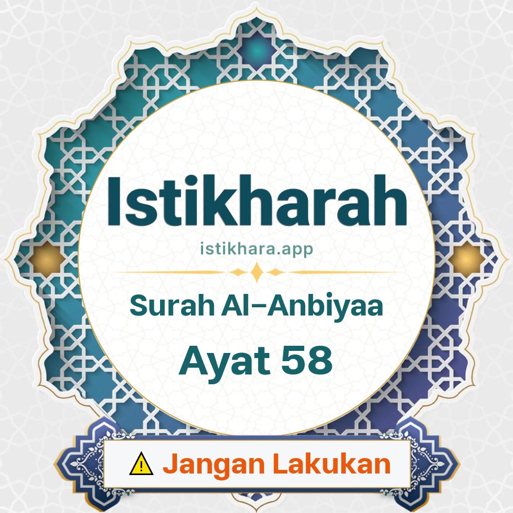 Istikhara result image for Surah Al-Anbiyaa Ayat 58 - Al-Anbiyaa Surah, Ayah 58